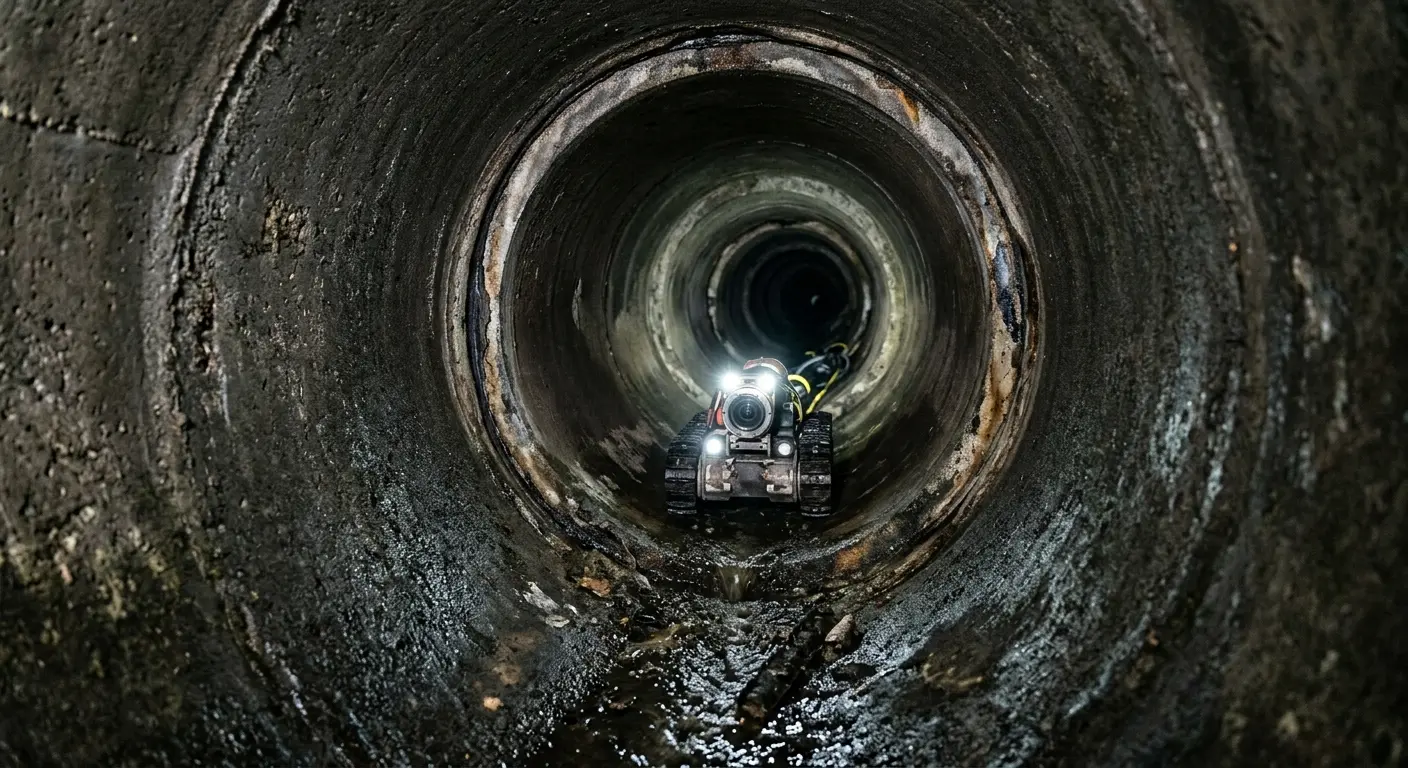 Robotic sewer camera inspecting pipe interior for Drain Snake Service in Aptos